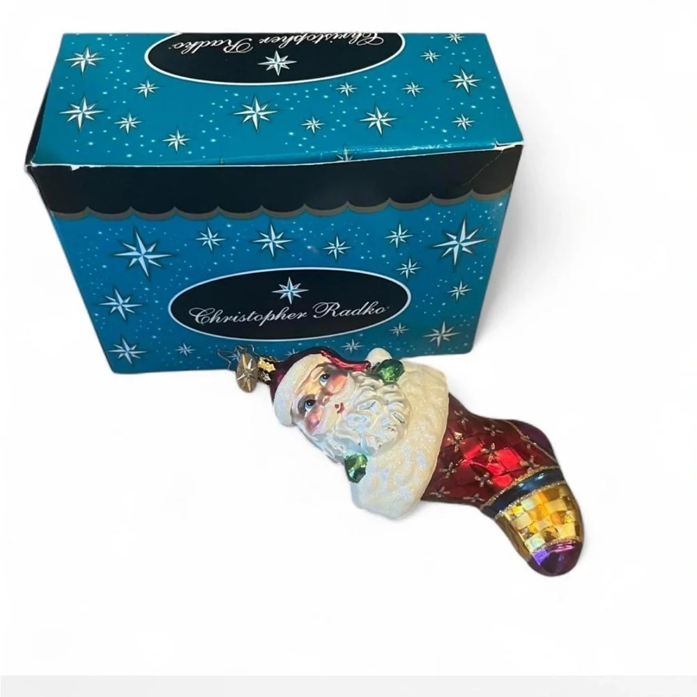 Christopher Radko Santa Stocking Clause Ornament - Red, Purple, and Gold